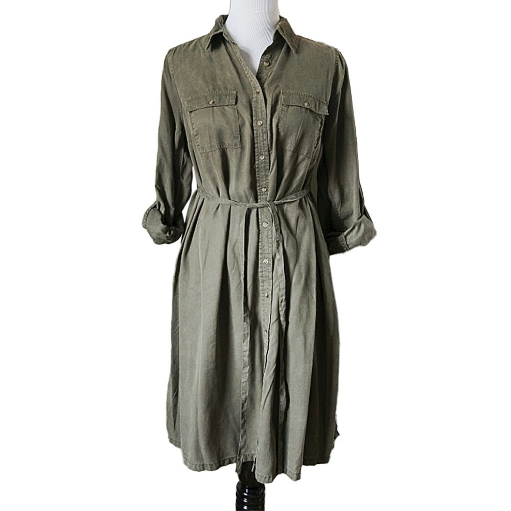 Olive Shirt Dress